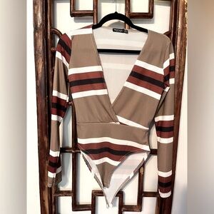 Nasty Gal Wrap Bodysuit with Striped Pattern